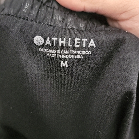 ATHLETA Racer Run Shorts Womens Med Black Pull-On Activewear Lined Workout - Picture 4 of 5